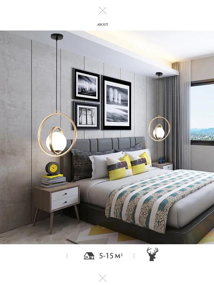 Modern Nordic Hanging Pendant Light Rotating Globe Art lamps Bedside Lights Glass Ball Indoor Living Room Bedroom lighting