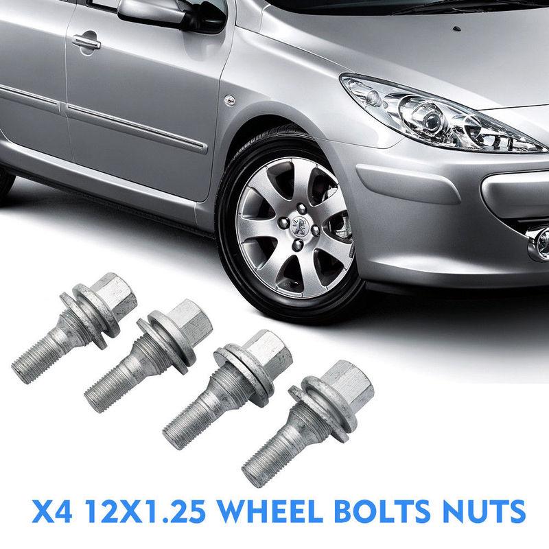 4Pcs Wheel Bolts Nuts Screws studs alloy Fits For Citroen Peugeot 206 307 408