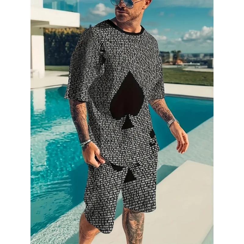 Summer Tracksuit 2 Piece Outfit Male 3D Color Block Print Short Sleeve T-Shirt Shorts Jogging Sets Outdoor Street Men's Clothing