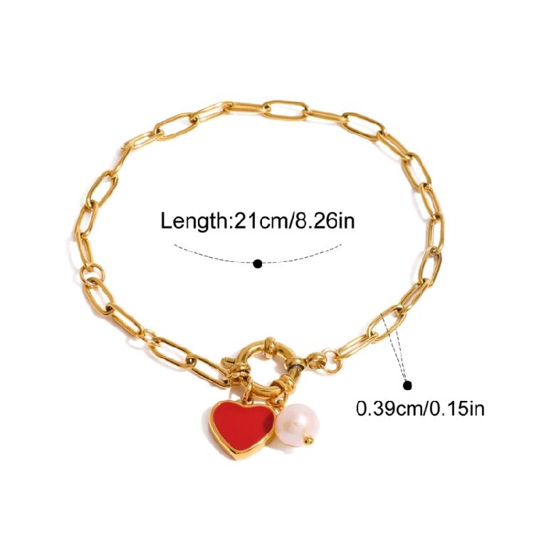 Women's Adjustable Stainless Steel Bracelet with Heart Pendant Oil Drop Designs Fashion Jewelry Statement Pieces