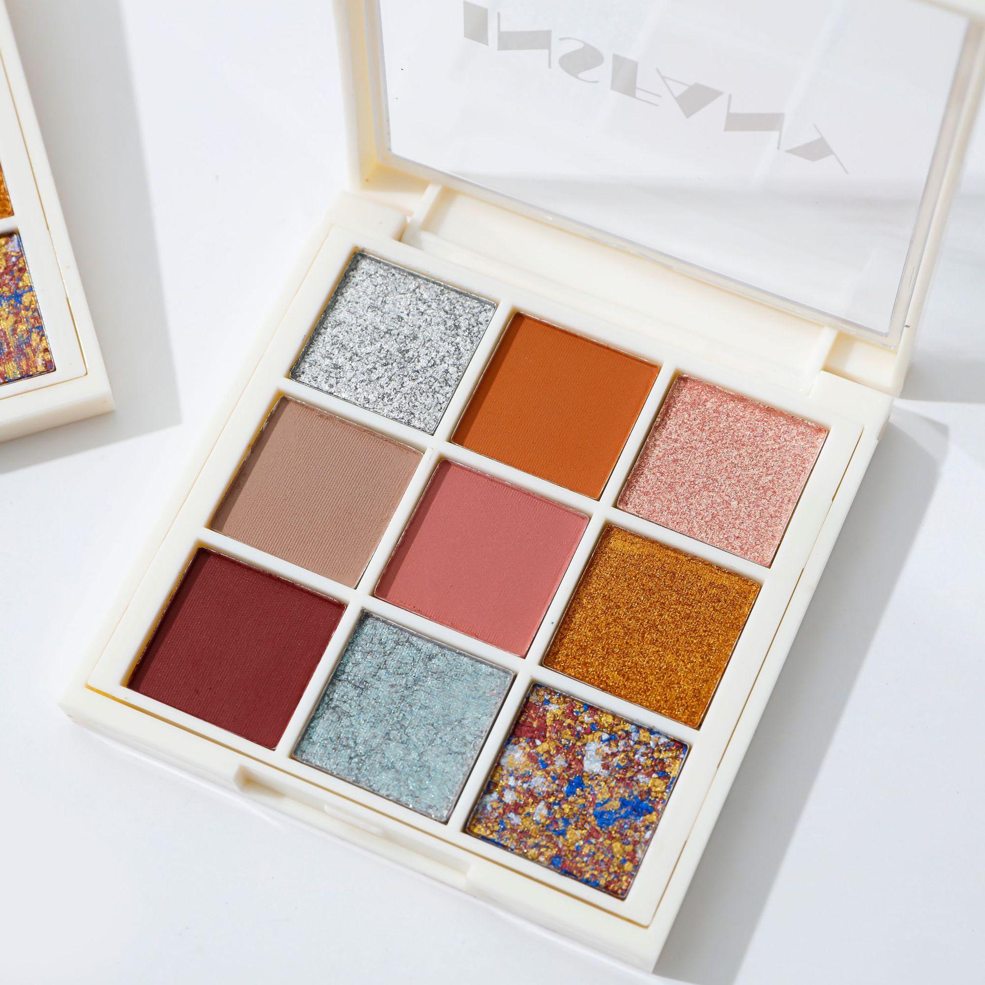 

Сверкающие 9-цветные палитры теней для век, матовые бусины, подчеркивающие многоцветный макияж, тени для век 9 colors