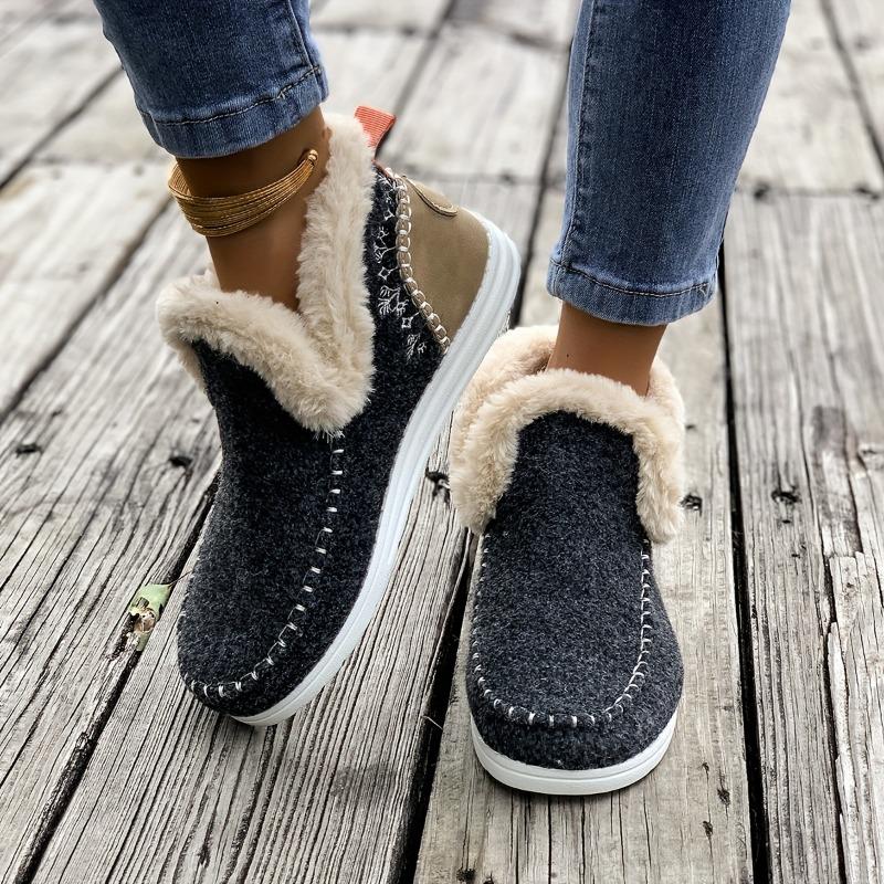 Women's Winter Furry Slip-Resistant Platform Sneakers/Boots - Thick Platform Height Increase