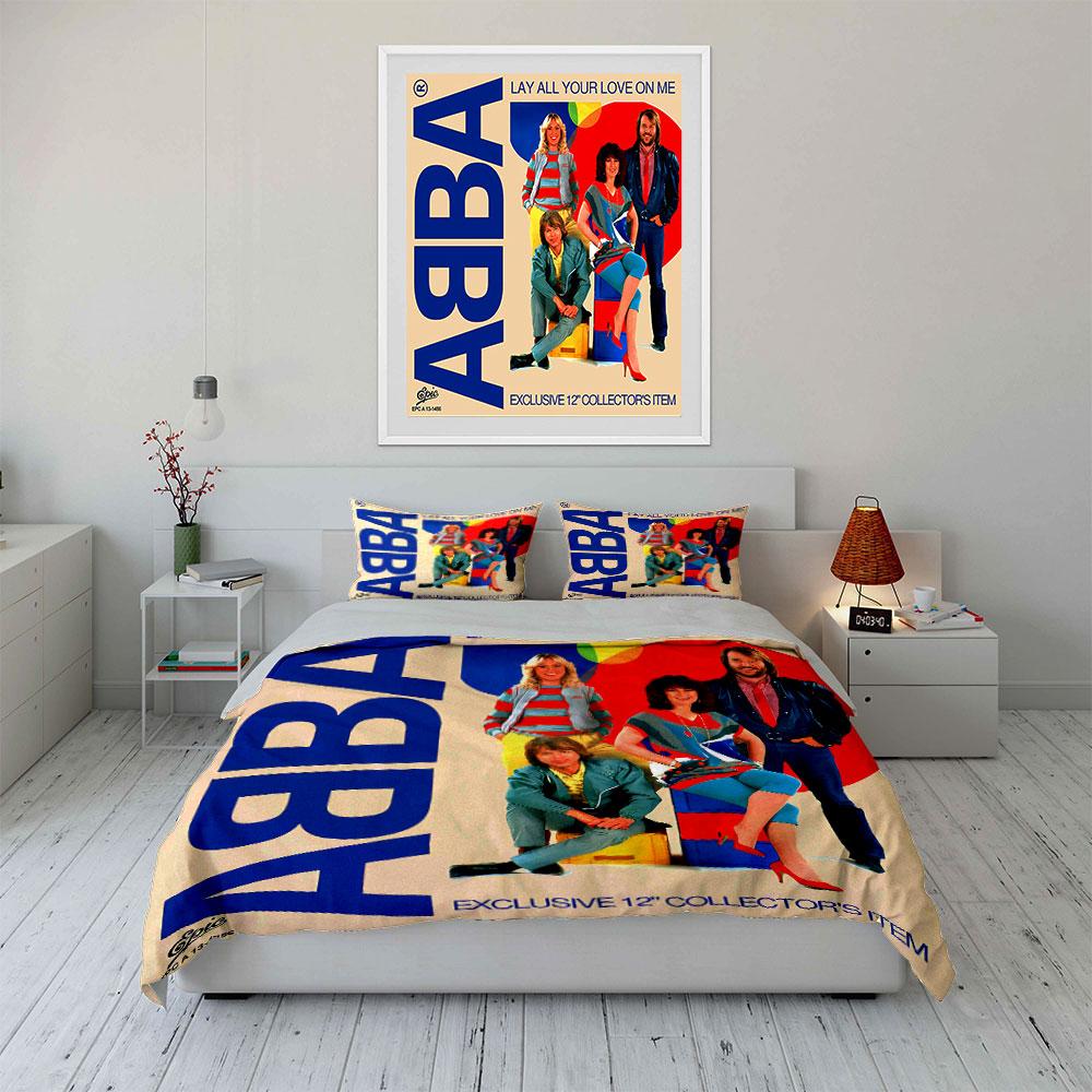 Set Copripiumino con Stampa Album Musicale Retro ABBA Copripiumino Federe (1*Copripiumino 2*Federe, senza piumino)