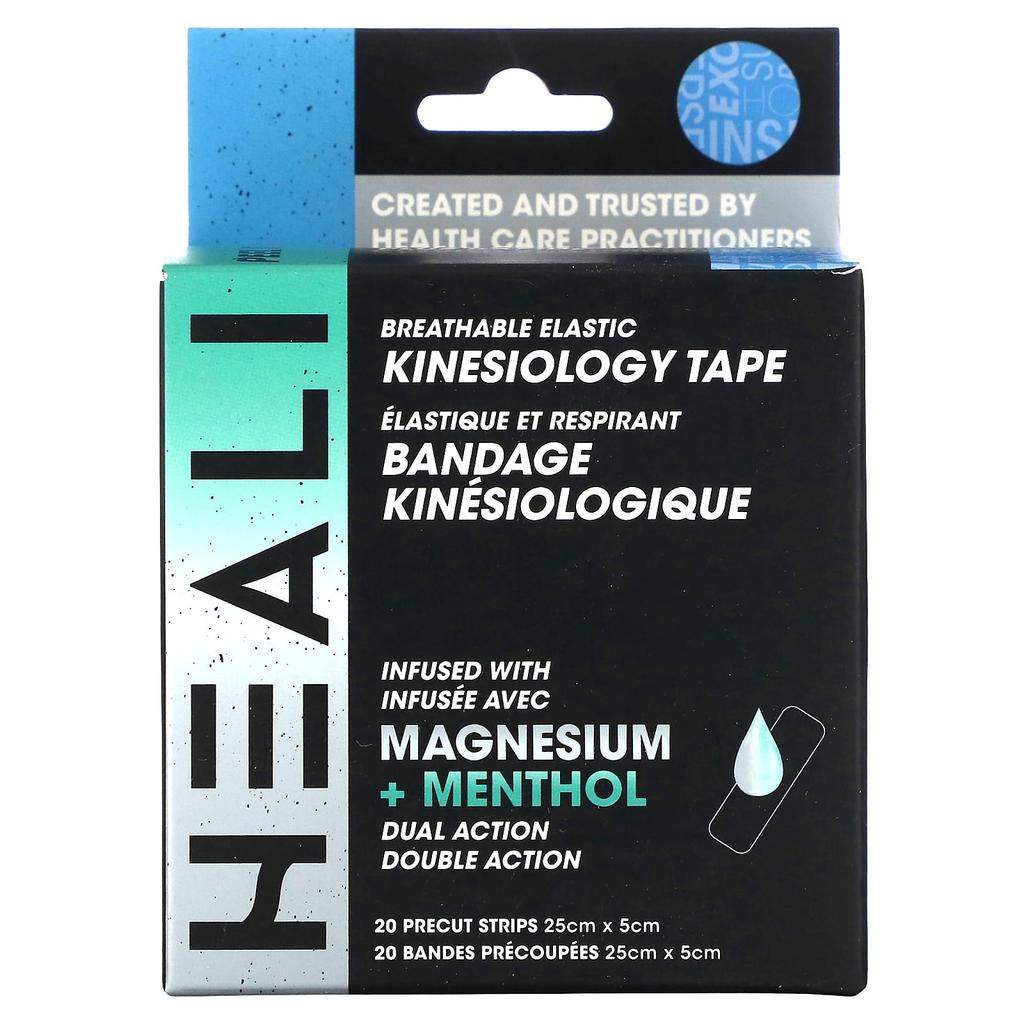 Breathable Elastic Kinesiology Tape, Blue, Precut Stripes 20 Pack