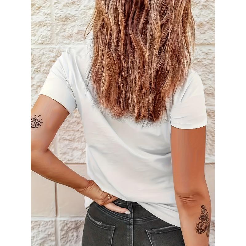 European Size Women's Skull & Floral Print Casual T-Shirt - Dark Gothic Halloween Graphic Tee with Round Neck, Short Sleeve