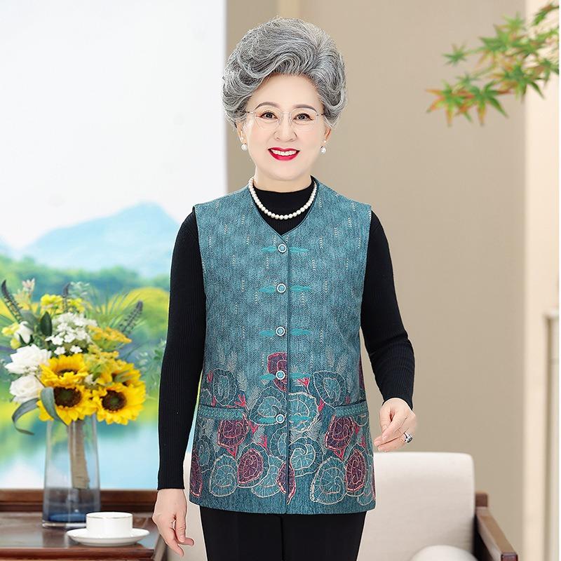 

Жилет женский осенний жилет куртка жилет пожилой женщины жилет на улице 6XL (recommended 155-85kg) зелёный