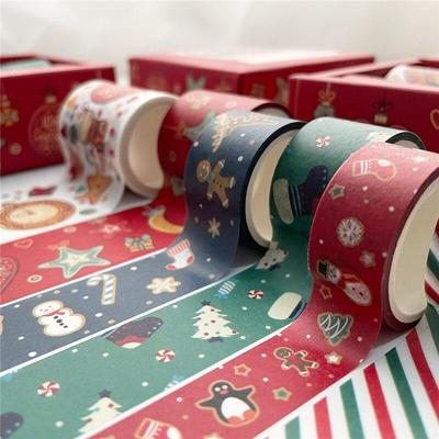 6 ks/krabice Kawaii Vánoční kreslené dekorace Páska Papír Washi Maskovací páska Kreativní Scrapbooking Psací potřeby Školní potřeby