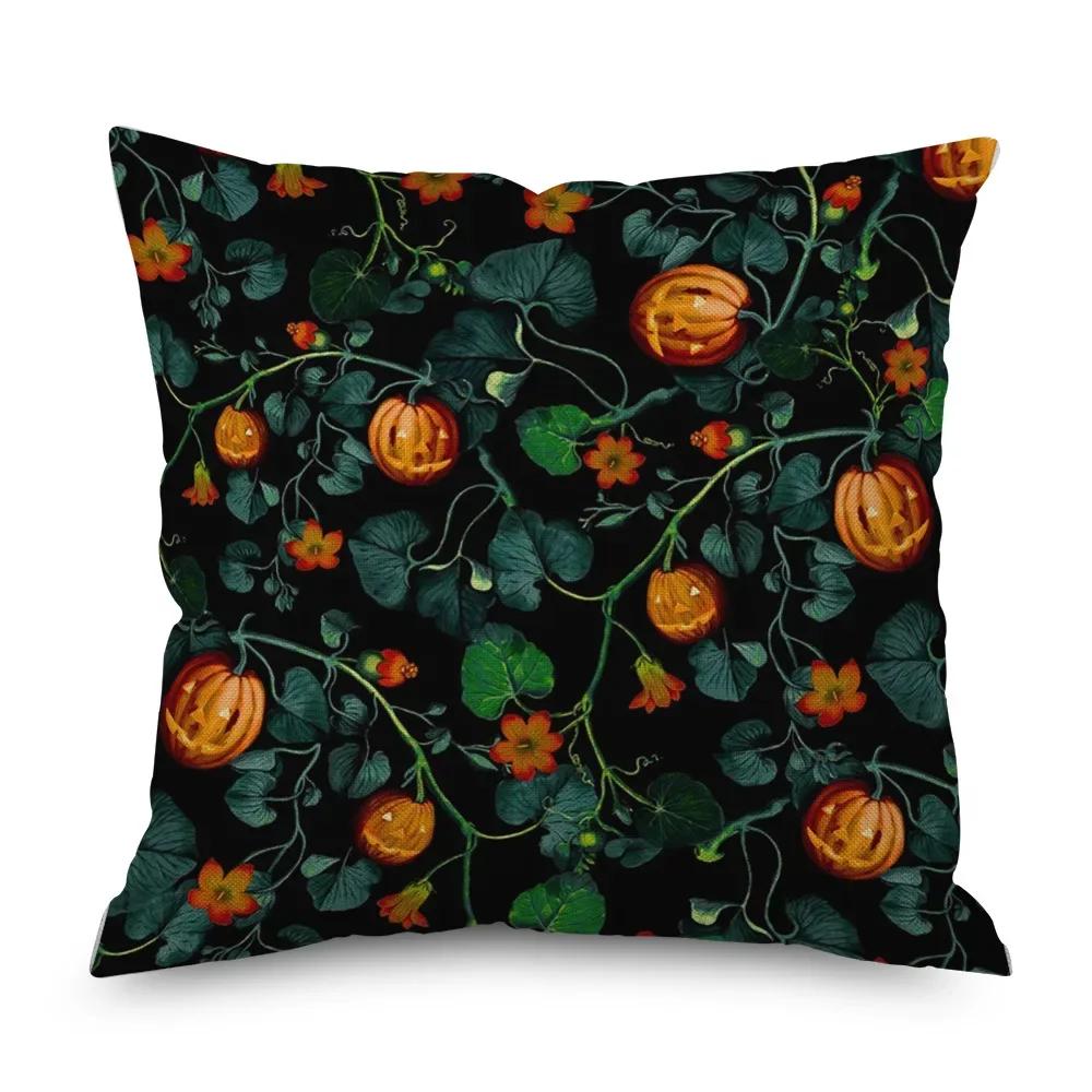 Vintage Floral Leinen Kissenbezug Schwarze Nacht Rose Kissenbezüge Dekorativ Interieur für Heimdeko Kissenhülle für Schlafzimmer 45x45