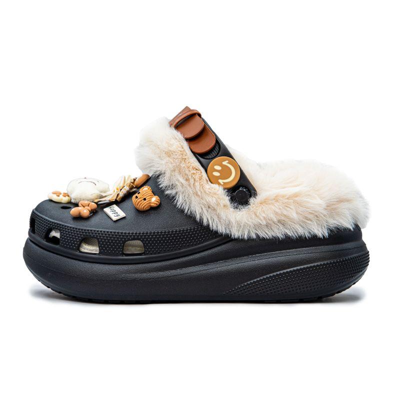 

Crocs Плюшевые для девочки Classic Crush Милые Простые Модные Модные Дырочные туфли Женские Черные 38-39 чёрный