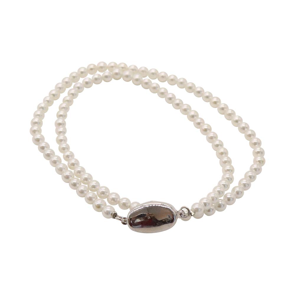 Sakuya Baby Pearl Shell Pearl Long Necklace, White Pearls, 4mm, 42cm, Necklace & Jewelry Case Set (art-ne-442)