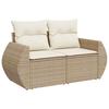 Garden Sofa Set with Cushions and Storage 10 Pieces Beige Poly Rattan