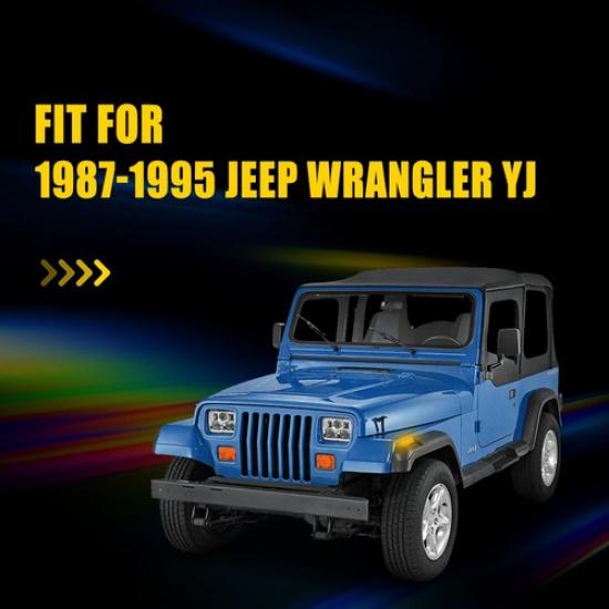 2x Clear Lens LED Side Marker Turn Lights Signal For Jeep YJ Wrangler 1987-1995