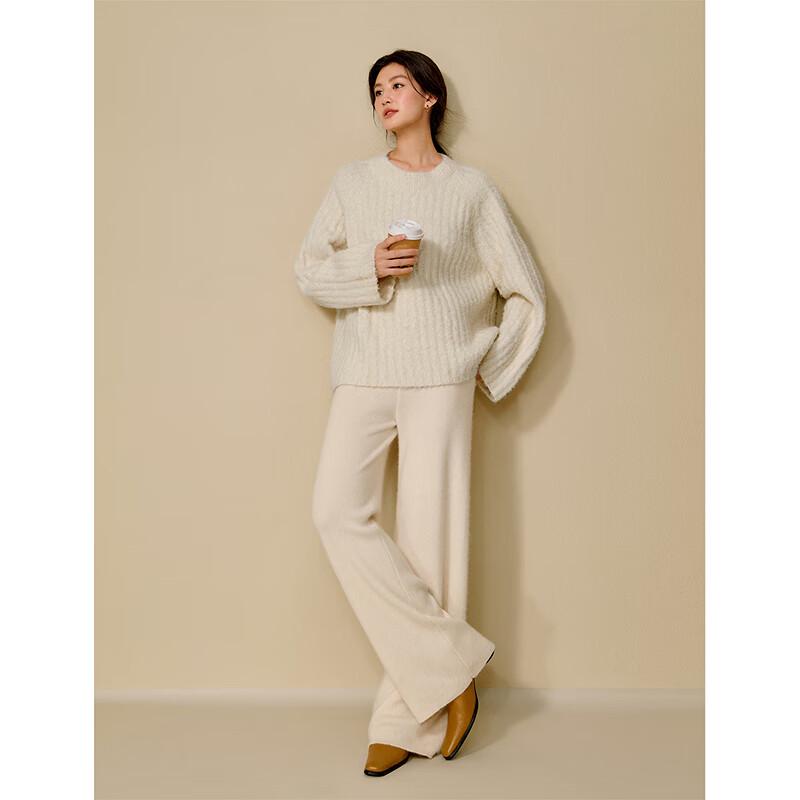 INMAN Women's 2025 Winter Wool Blend Textured Sweater