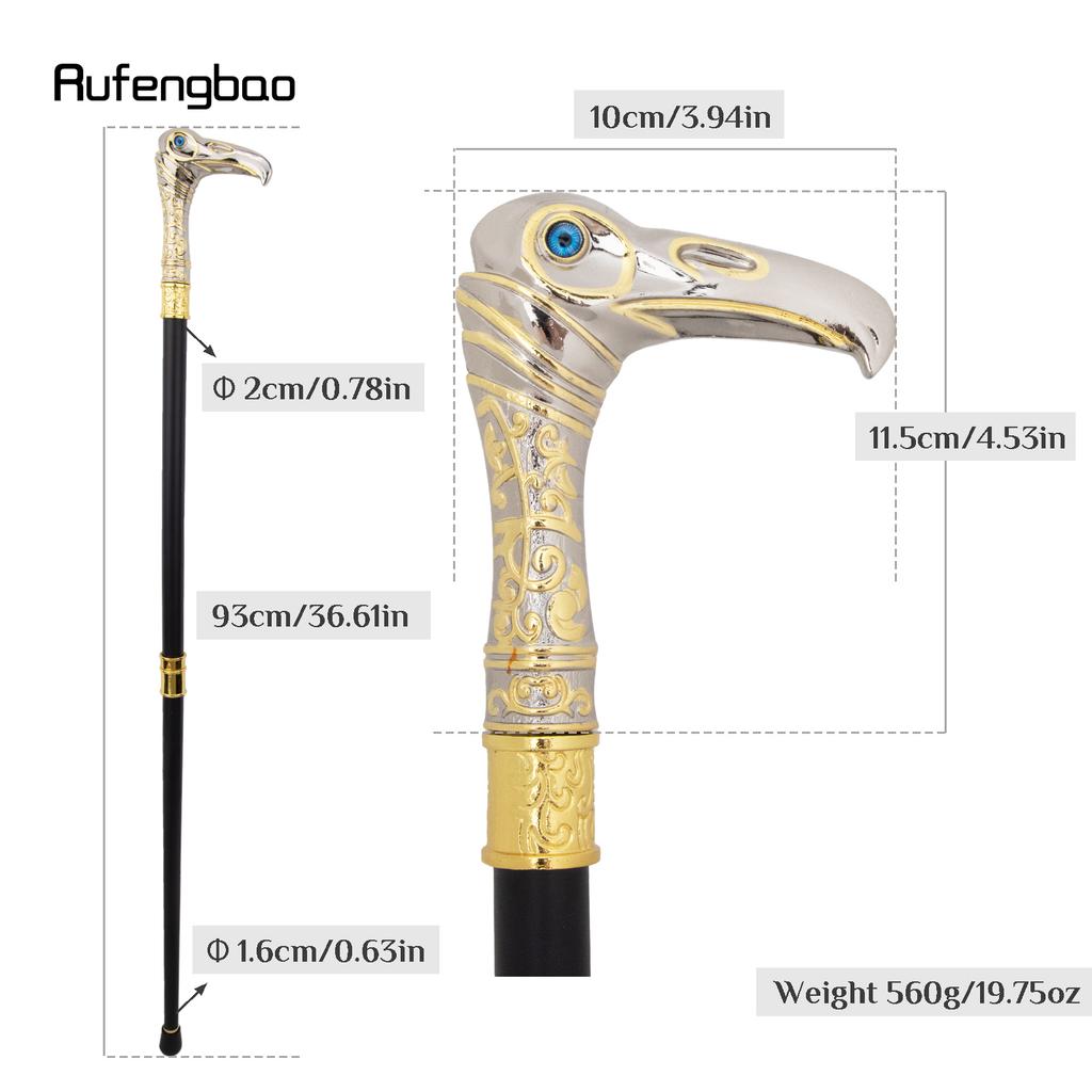 Golden White Eagle Head Luxury Decorative Walking Cane Luxury Stick Elegant Fashion Cane Cosplay Alloy Crosier Stick  93cm