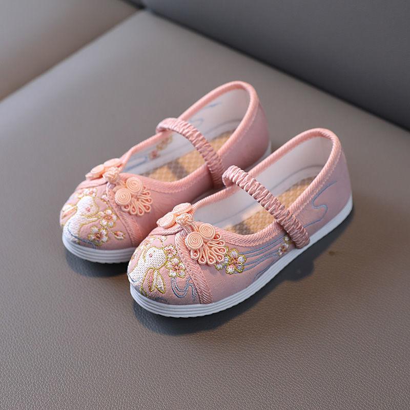 New girls embroidered shoes children's ancient shoes baby handmade cloth shoes Hanfu shoes performance shoes