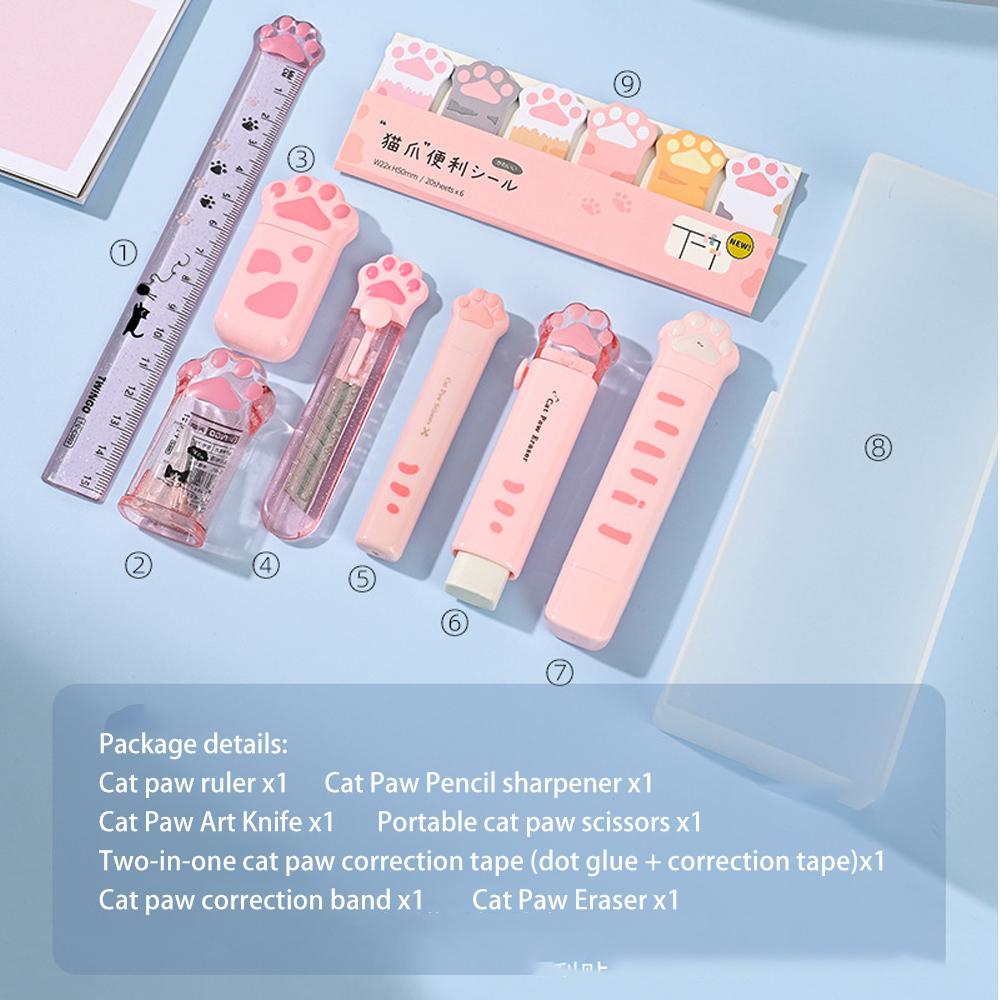 Creative Cat Claw Stationery Set Gift Box For Girls Students School Supplies Handbook Large Pack High Beauty Present Cute