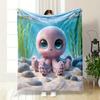 Cute Pink Octopus in Ocean Scene print blanket soft and cozy perfect for the living room bed sofa or a nap,gift
