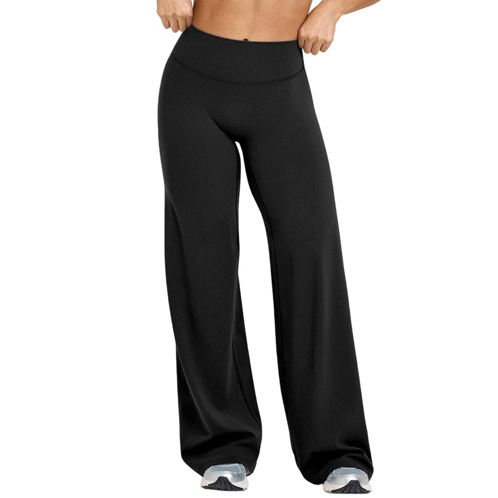 Women's High-Waist Flare Loose-Fit Straight Yoga Pants For Outdoor Sports