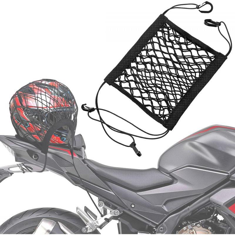 Motorcycle Cargo Net High Elastic Double Layer Motorcycle for Helmet Storage 10"X11" Bungee Cargo Net with Hooks Luggage Net