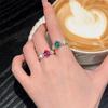 18K Gold-Plated Vintage Aquamarine & Mother-of-Pearl Adjustable Ring with Ruby & Paraiba for Women