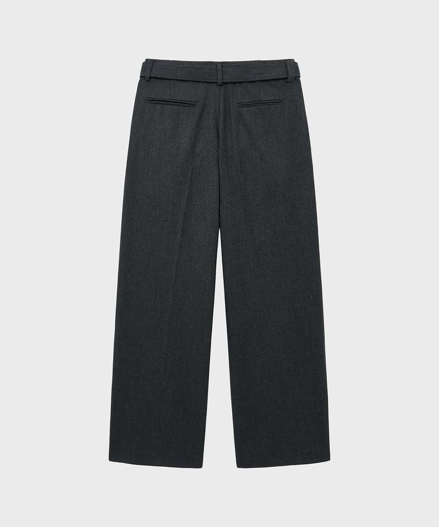 NOIRER FOR WOMAN Belted Pocket Wide Slacks (Gray)