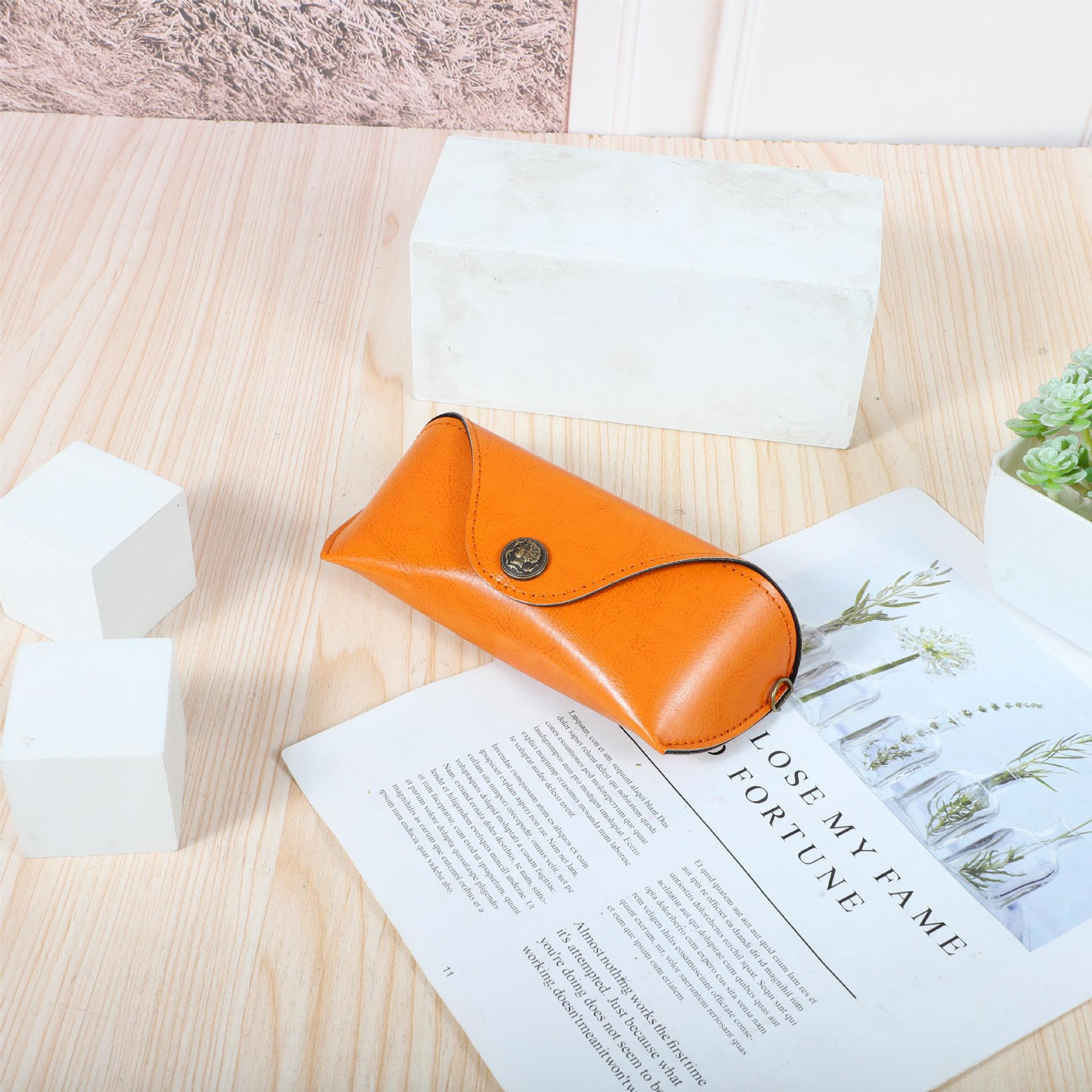 1 шт. Ретро Мягкий Кожаный Чехол для Очков Портативный Черный Коричневый Унисекс Кожаный Защитный Чехол-Держатель для Очков от Солнца оранжевый