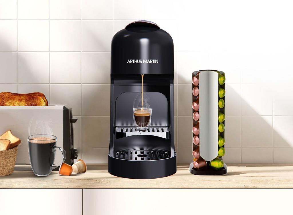 Machine a café a capsules - ARTHUR MARTIN - AMN230N - Expresso &amp; Lungo - 1400 W - Noir