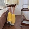 Elegant Ruffle Lace Trimmed Leg Sleeves Fleece Plush Cold Weather Essential Leg Warmers For Women's Fashion Long Socks