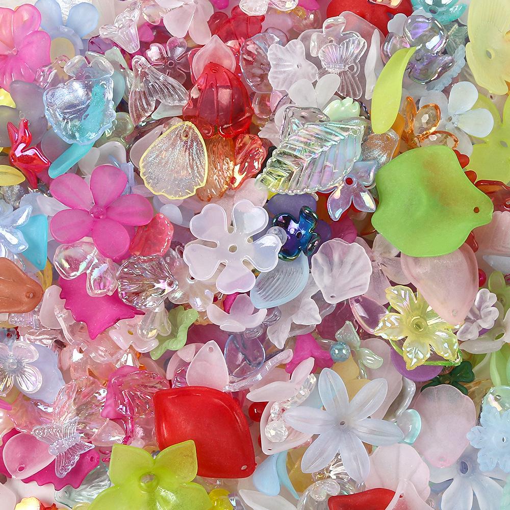 

40g Random Acrylic Big Hole Beads Cpas Flower Spacer Beads Bracelet Necklace Findings Diy Jewelry Making Beading Accessories