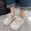 Small Ugly Cute Little White Shoes Autumn New Ribbon Muffin Platform Women's Shoes Casual Comfortable Height Increase Single Shoes