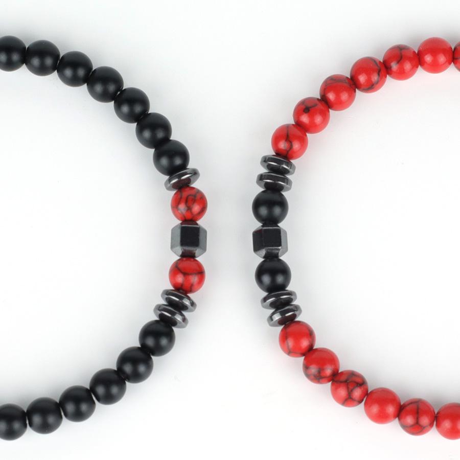 Noter New Design Mens Bracelet With Stone 2Pcs/Set 6mm Volcanic Rock Turquoise Hematite Yoga Meditation Healing Braslet Homme