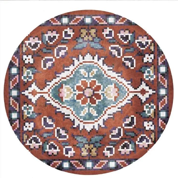 American Ethnic Bohemian Round Carpet Living Room Bedroom Decorate Coffee Table Rug Hanging Basket Computer Swivel Chair Mat