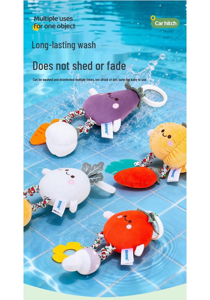 New Year's Baby Stroller Plush Toy Wind Chime with Animal and Vegetable Designs