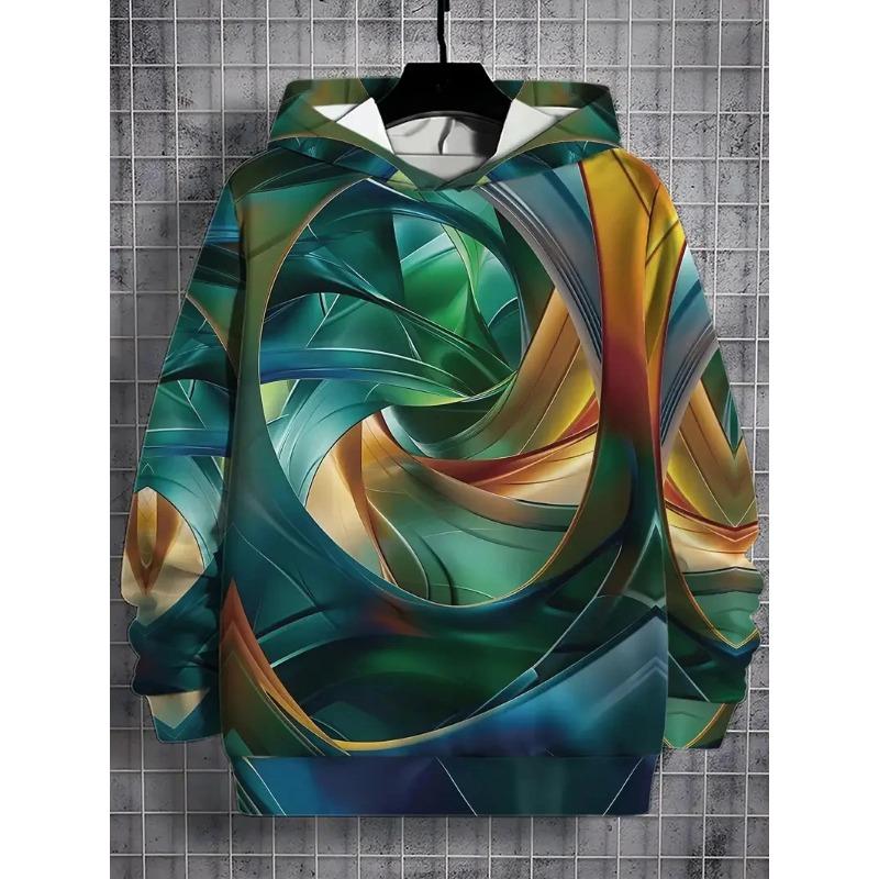 Autumn 3D Graffiti  Abstract Art Pattern Printed Hoodies Fashionable Casual Sports Long Sleeved Men's Hooded Sweatshirts