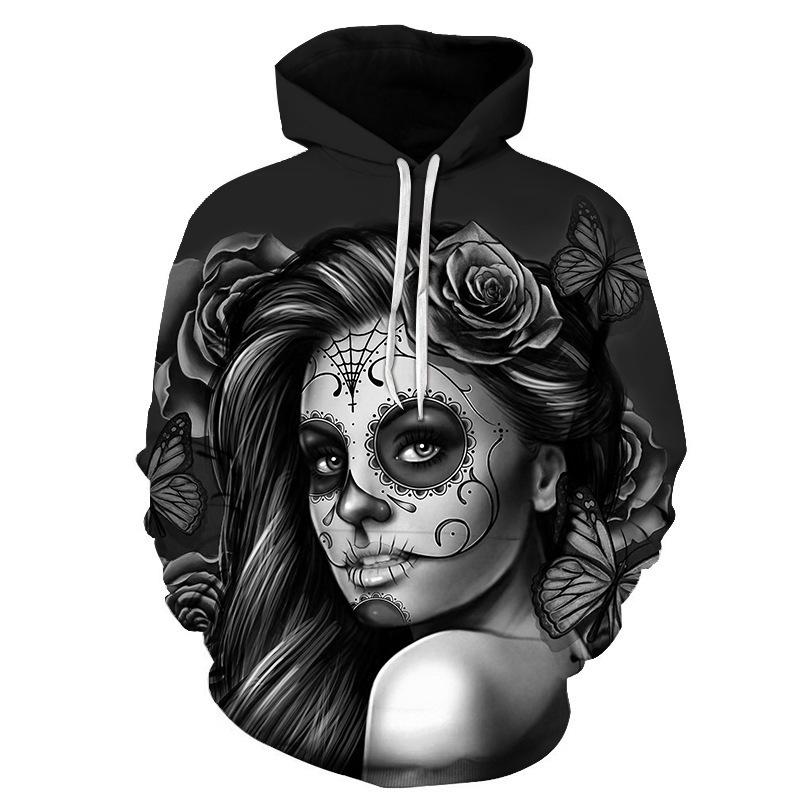Felpa con Cappuccio Horror Fantasma Bambola Serie Halloween Stampa Digitale 3D Felpa con Cappuccio per Coppia Maschile Felpa all'Ingrosso