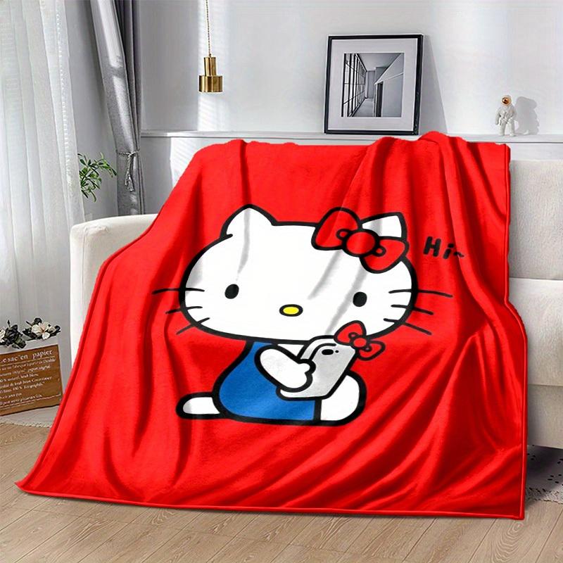 1pc. Hello Kitty Red Background Blanket - Cute Home Decor, Office Napkin, Outdoor Th