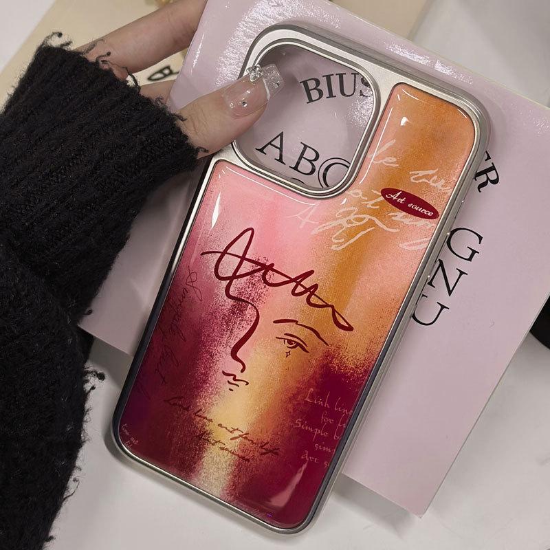 

Zhitai Silicone Epoxy Case for iPhone 15/Huawei P70 - Apple 16 Design, Electroplated Silver Edge Huawei P70