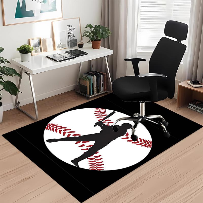 Baseball Printed Carpet, for Office Chair Living Room Bedroom Kitchen Room Decor Gifts.