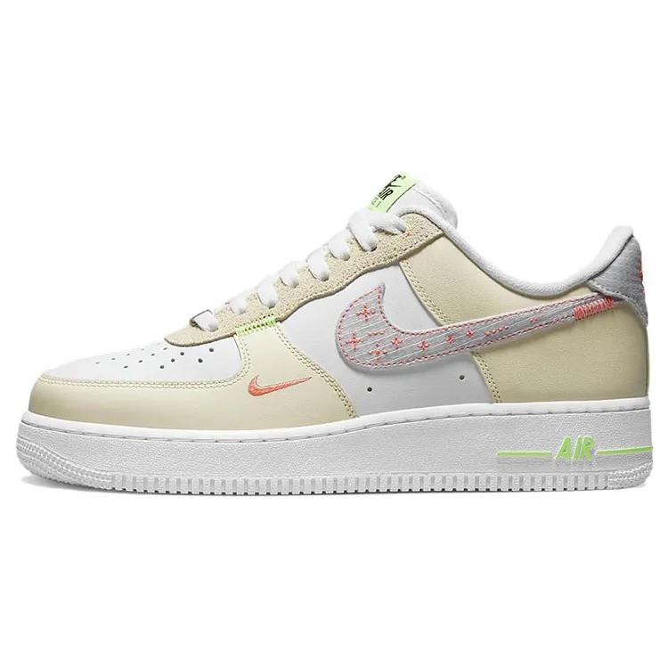 Nike Air Force 1 '07 LV8 'Just Stitch It - White Shade Green' (Unisex) White / White / White / Coconut Milk / Bright Orange / Shade Green