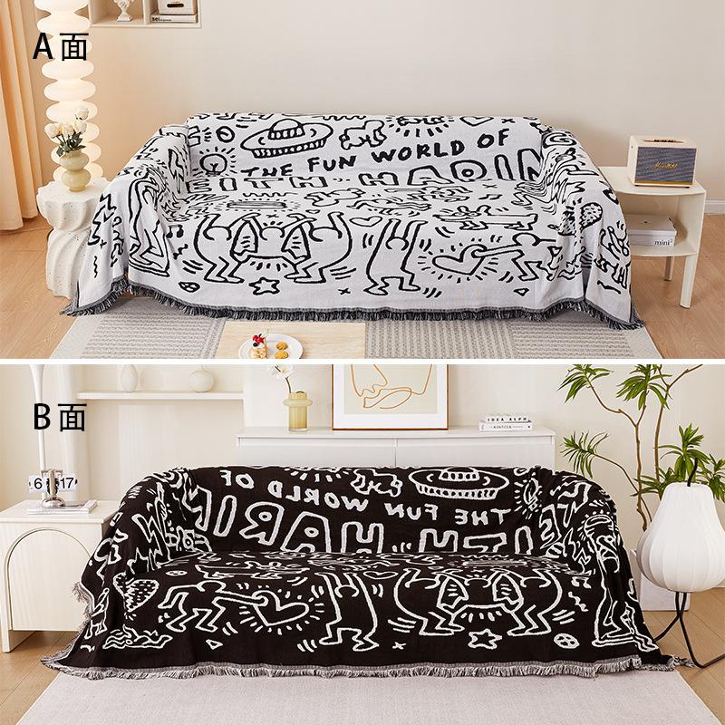 

Double Sided Pattern Cartoon Sofa Cover Beds Blanekets Throw Blanket Picnic Mat With Tassel Sofa Bed Universal Decorative S006 90x90cm