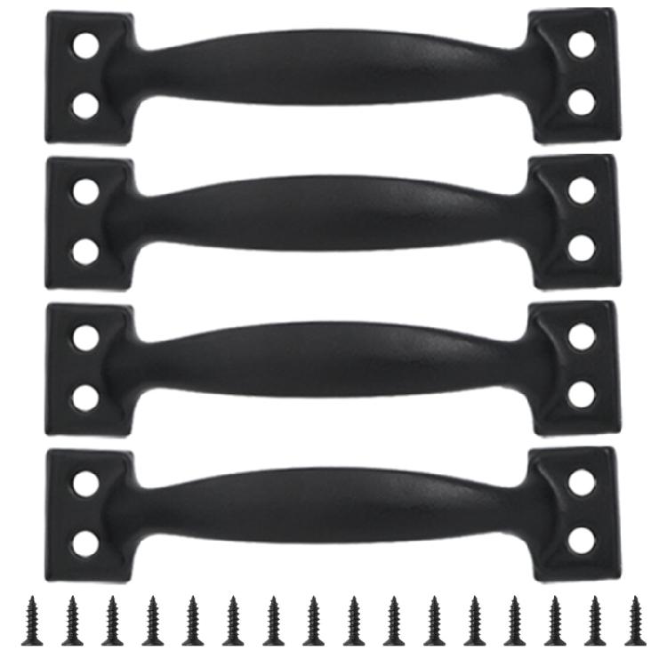 4pcs Handles for Wood Fence Gates Cabinets Bows-Shaped Barn Door Pulls Antique Furniture Knob Dresser Drawer Pull