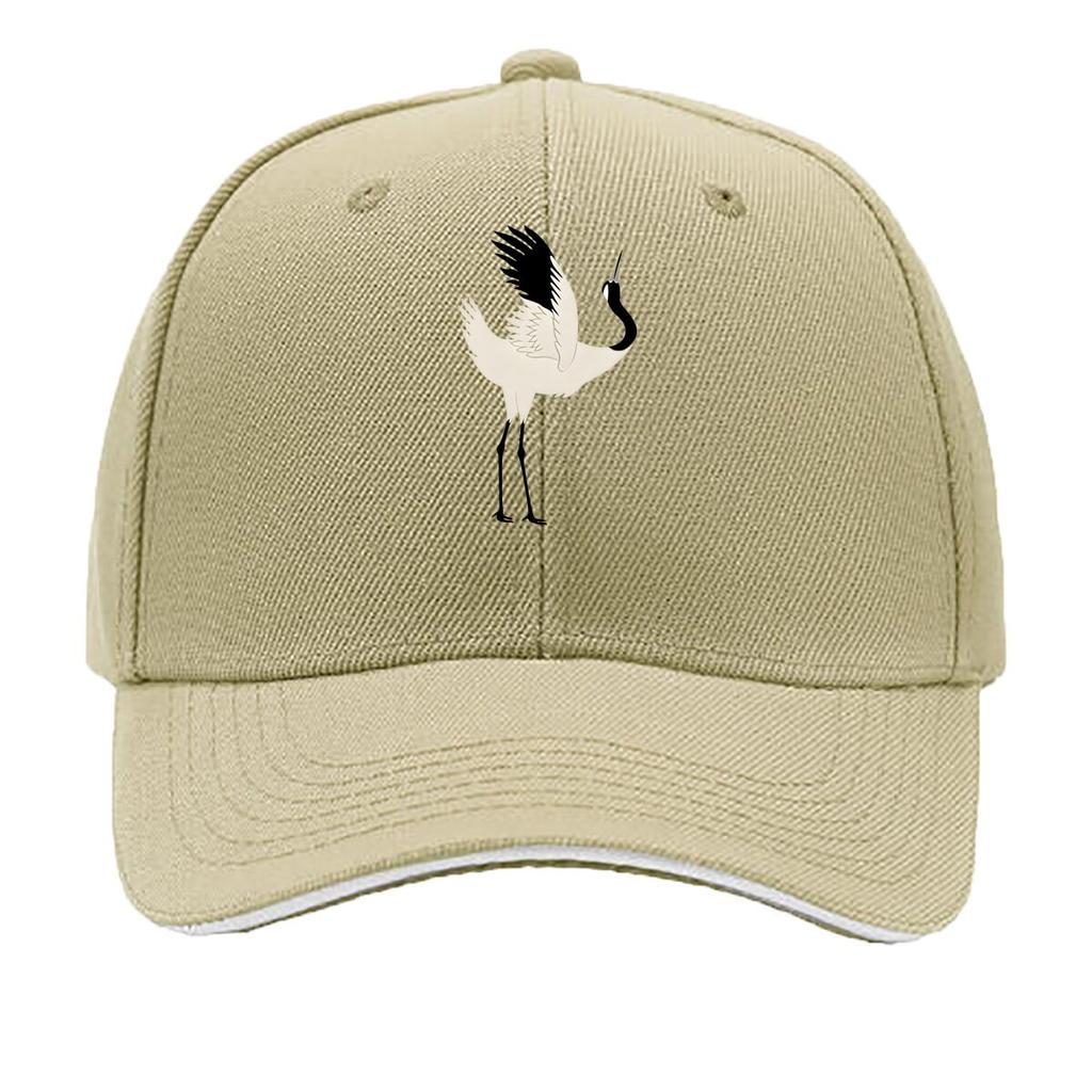 Crane Baseball Cap Adjustable Lightweight Vintage Hat Animal Theme Hand Washable Buckle Closure Sandwich Baseball Cap