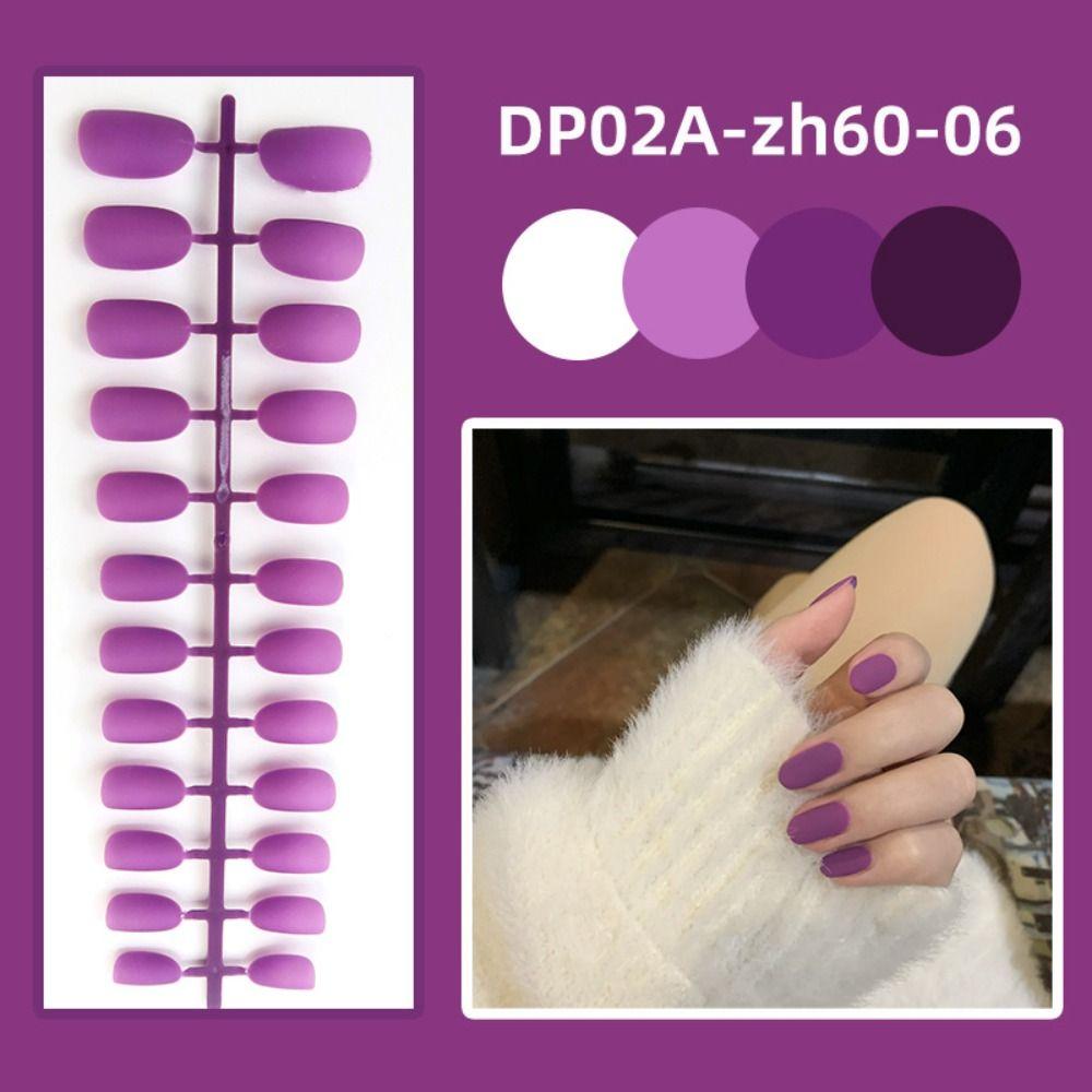 Detachable Solid Color Fake Nails Wearable Press-on Nails Short Round Head False Nails  Women