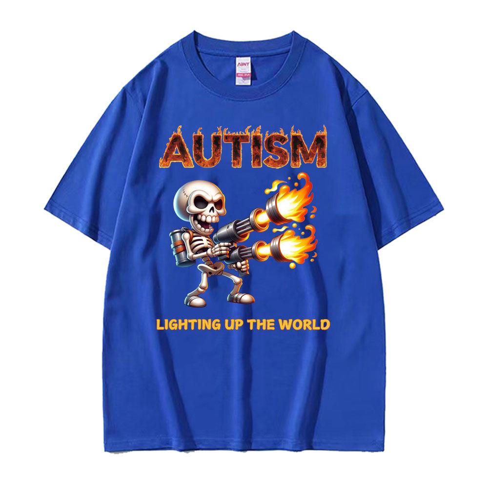 Autistic Funny Skeleton Meme Graphic T Shirt Unisex Fashion Gothic Retro T Shirts Male O-Neck Short Sleeve T-shirt Unisex Tops