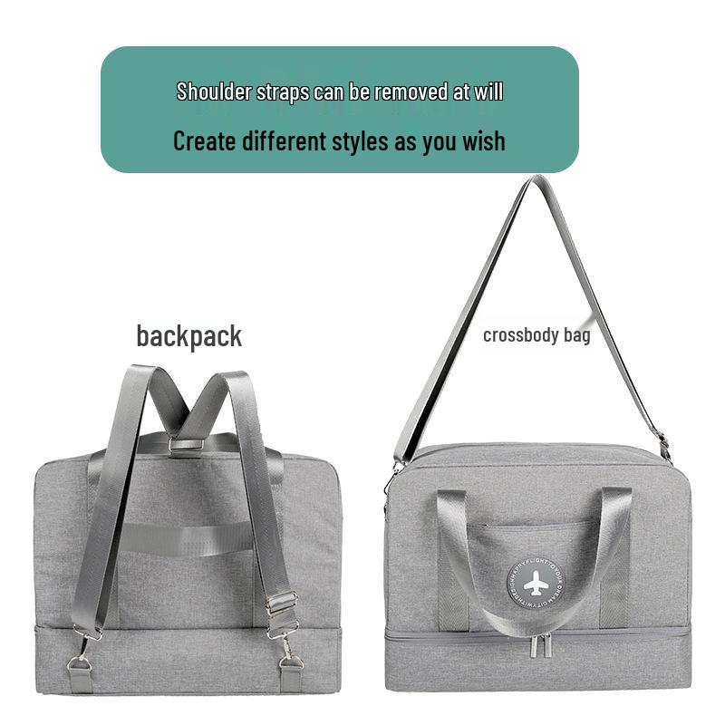 Convertible Waterproof Travel Bag: Attaches To Trolley, Worn Crossbody, or As Backpack for Wet/Dry Separation