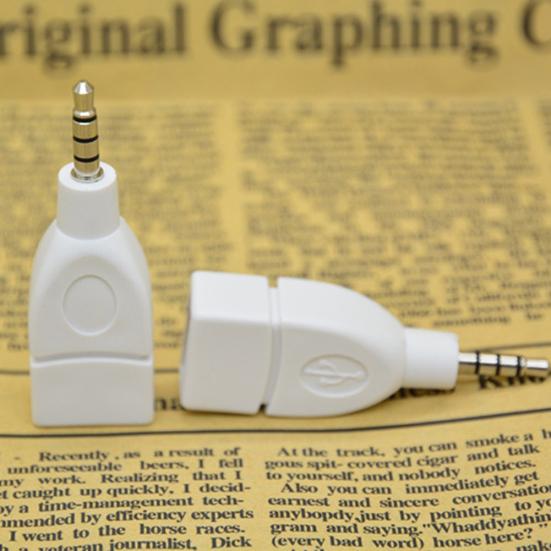 Vehicle 3.5mm Male Plug Jack to Aux Audio USB 2 Female Converter Adapter