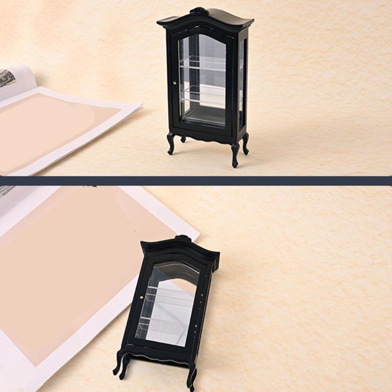 Classical Wood Miniature Storage Cabinet For 1/12 Dollhouses Accessories Decorative Display Shelf for Craft Model Project