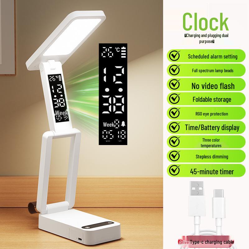 Smart Rechargeable Folding Table Lamp for Students with Eye Protection and Timer