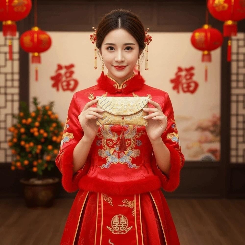 Traditional Wedding Hongbao Tassel Lucky Money Packet God of Wealth Red Pocket Gifts Packing Bags