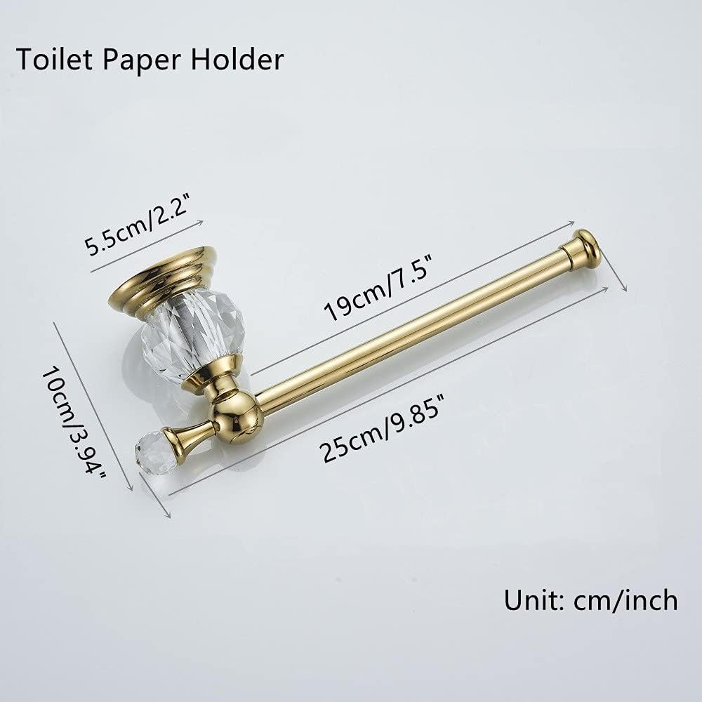 WOLIBEER Crystal Gold Toilet Paper Holder Hand Towel Ring Crystal Bathroom Accessories Set Modern Paper Towel Holder Include 2 Pieces Bathroom